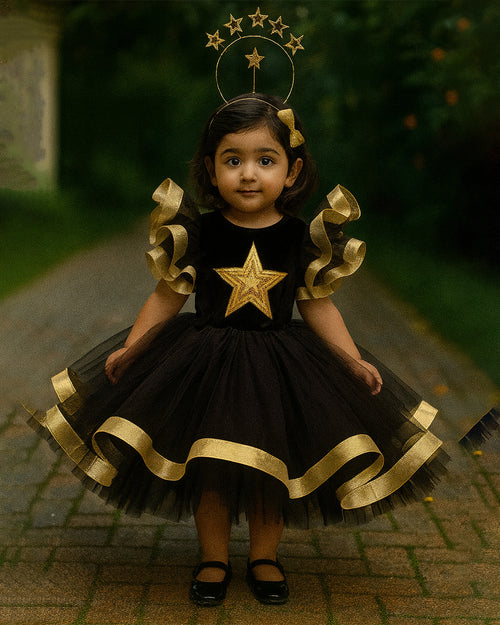 Black & Gold Star Tutu Dress ✨ – PD056