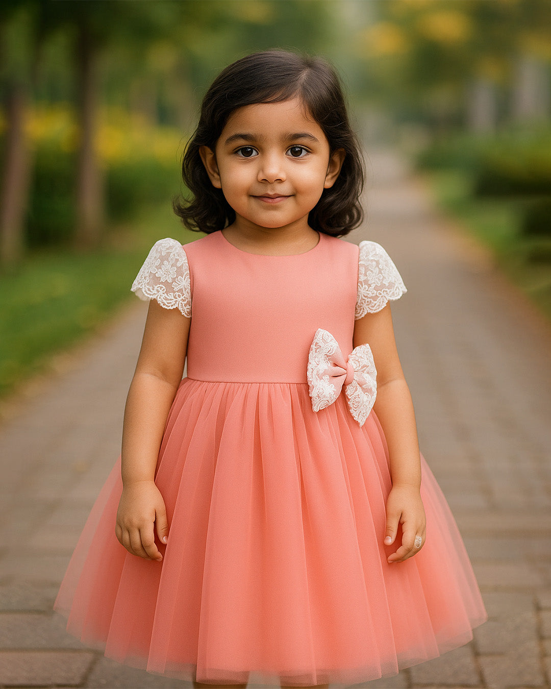 Peach Lace Tutu Dress 🌸 – PD057