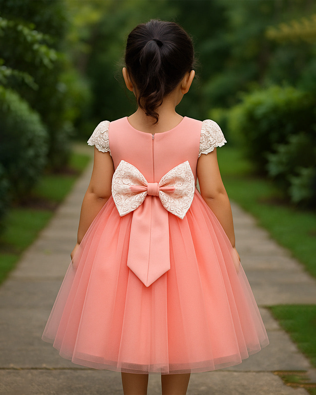 Peach Lace Tutu Dress 🌸 – PD057