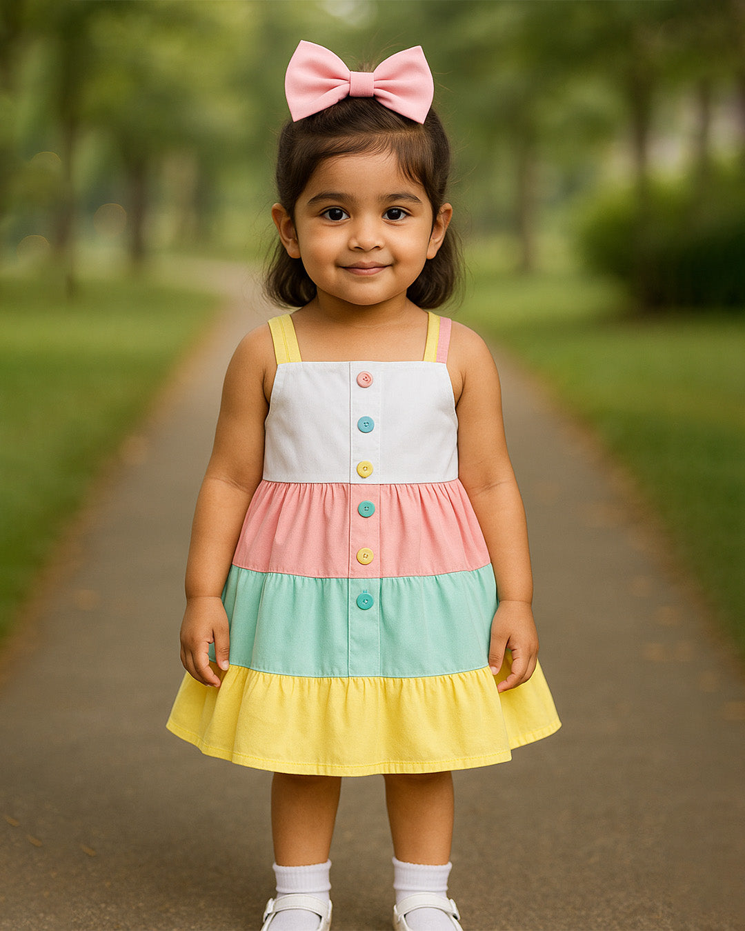 Multicolor Button Dress 🌈 – PD058