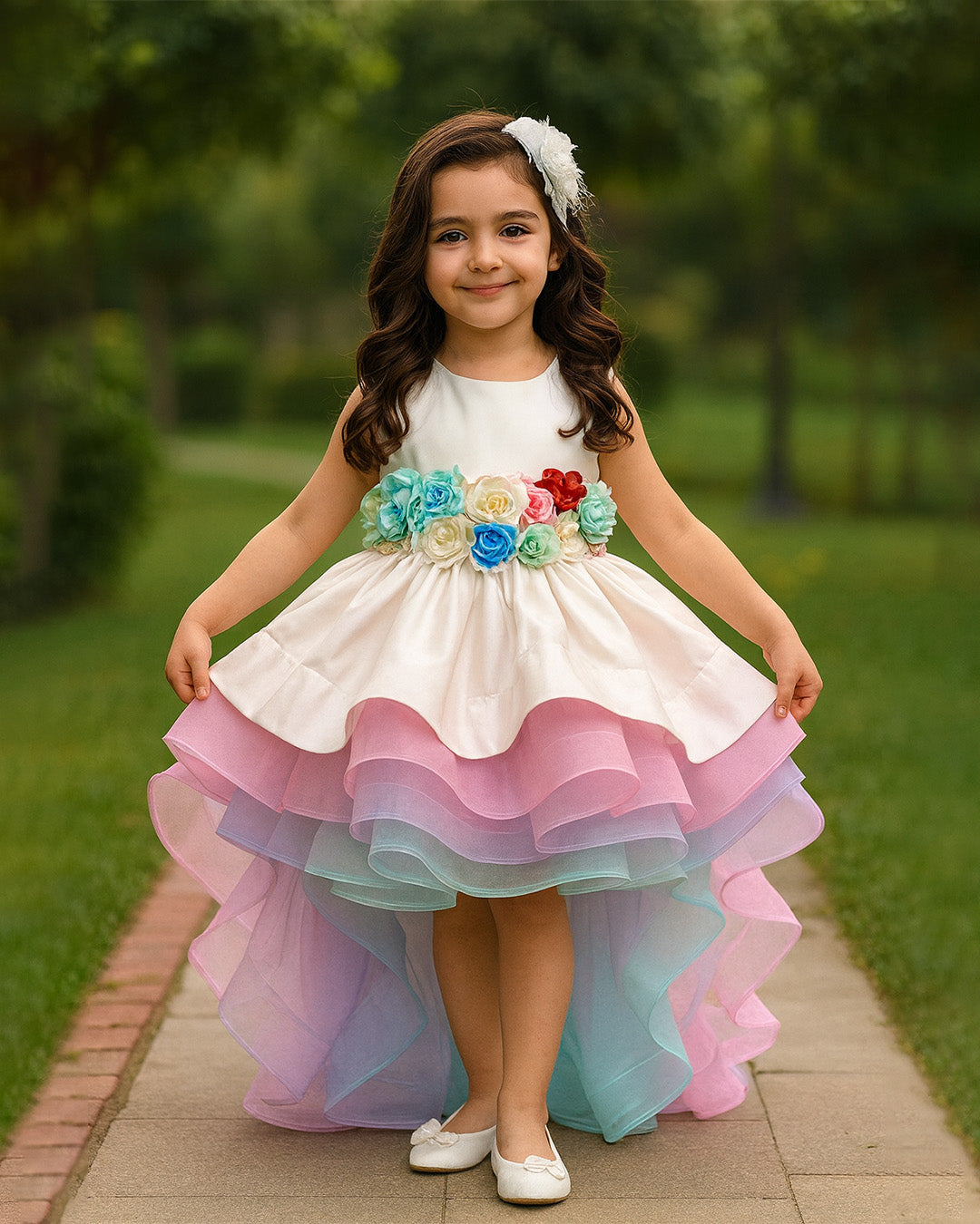 Rainbow Layered Gown â€“ PD061