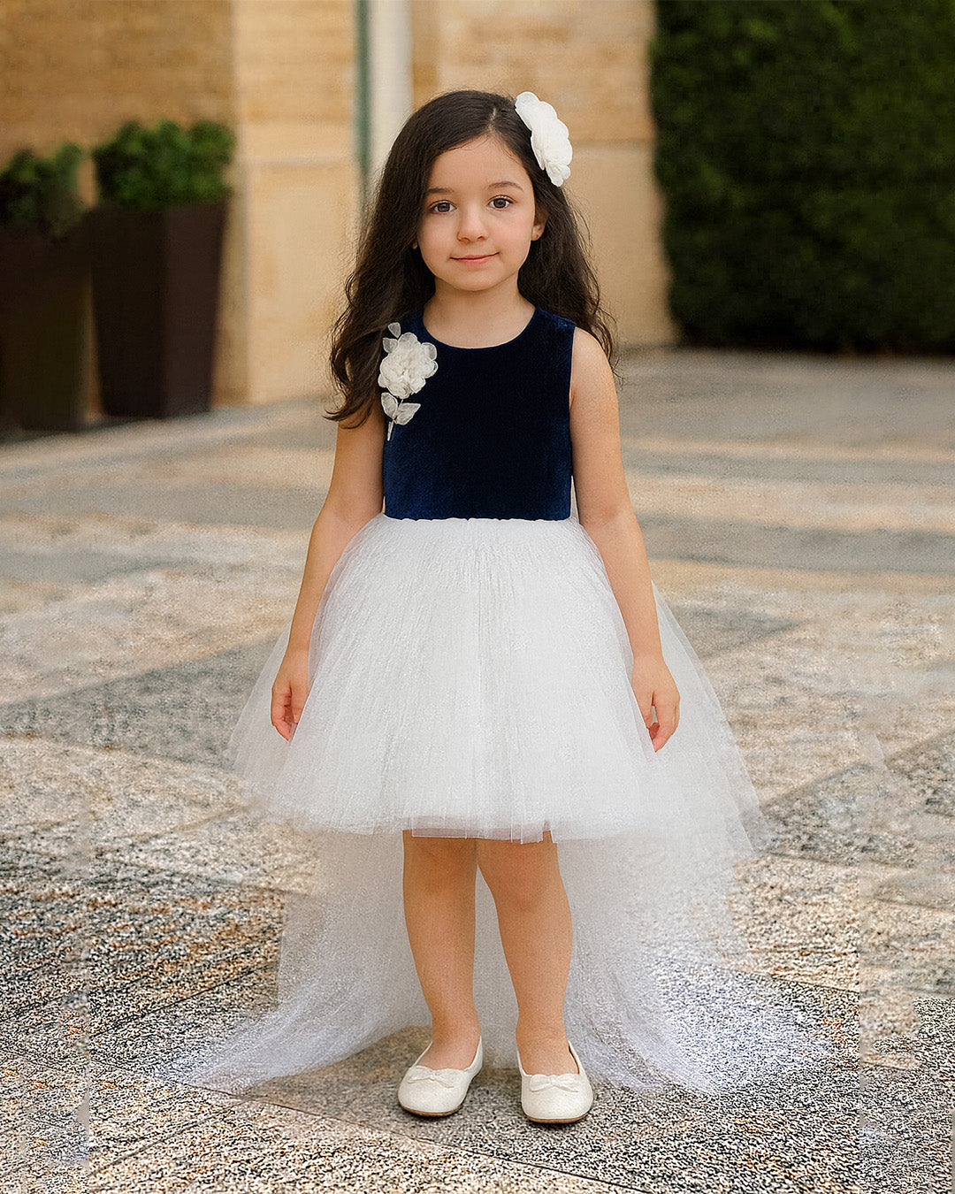 Navy Blue & White Gown  – PD062