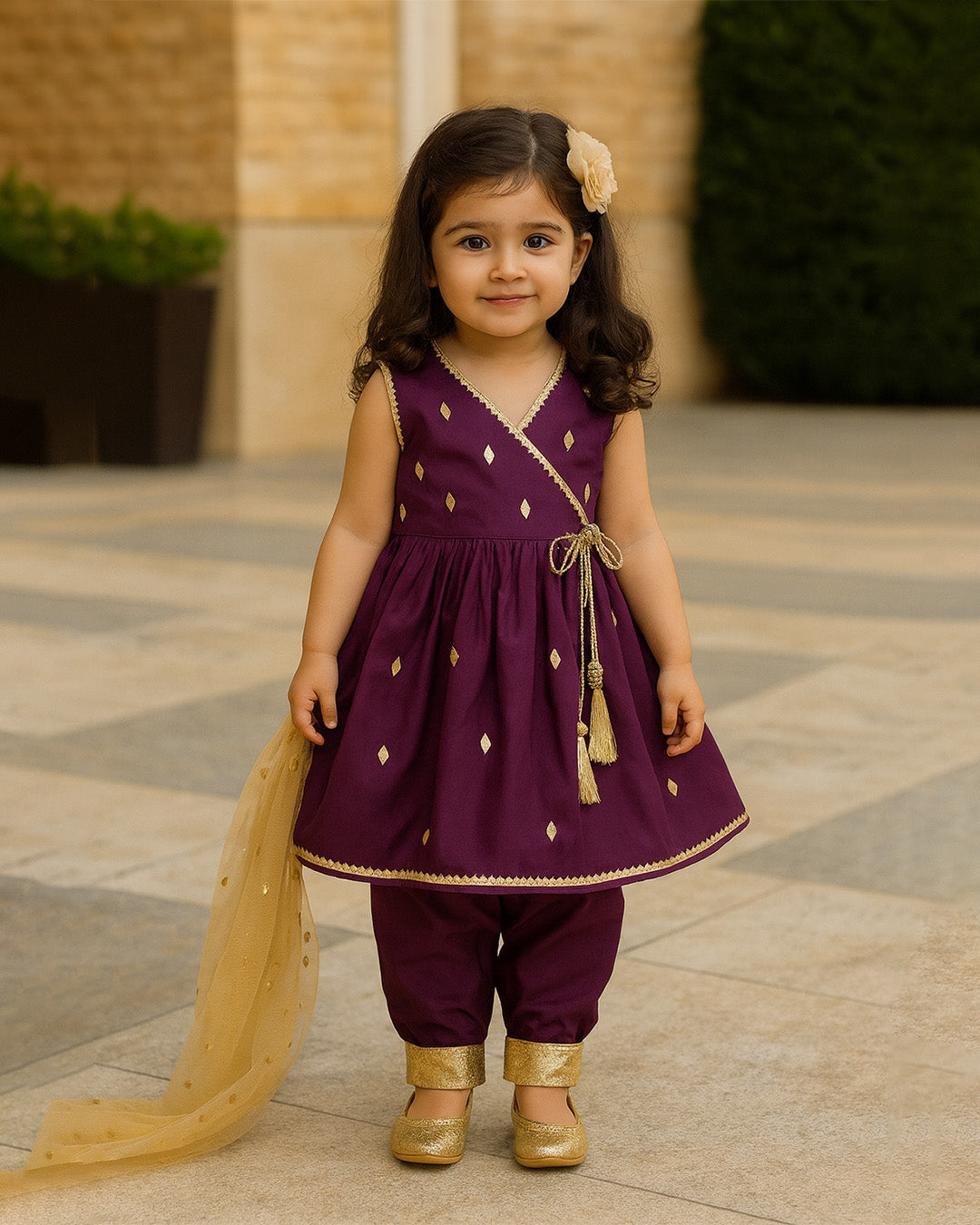 Purple & Gold Ethnic Dress – PD063