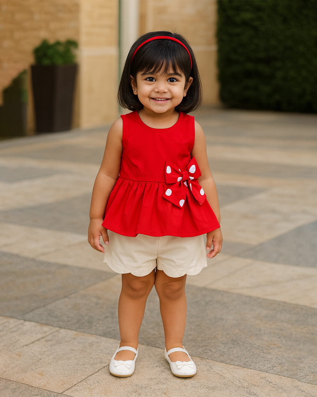 Red Bow Top & Shorts Set – PD064