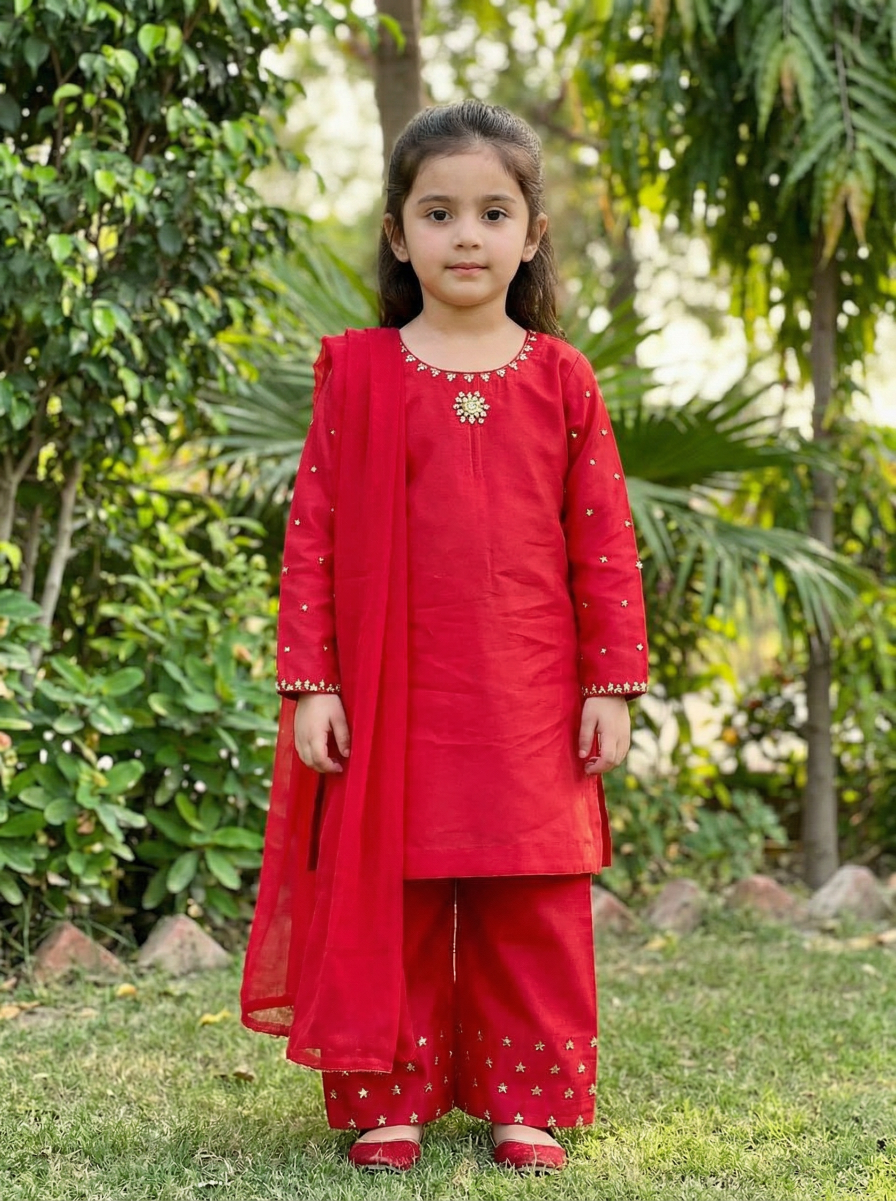 Classic Red Traditional Suit with Dupatta PD123