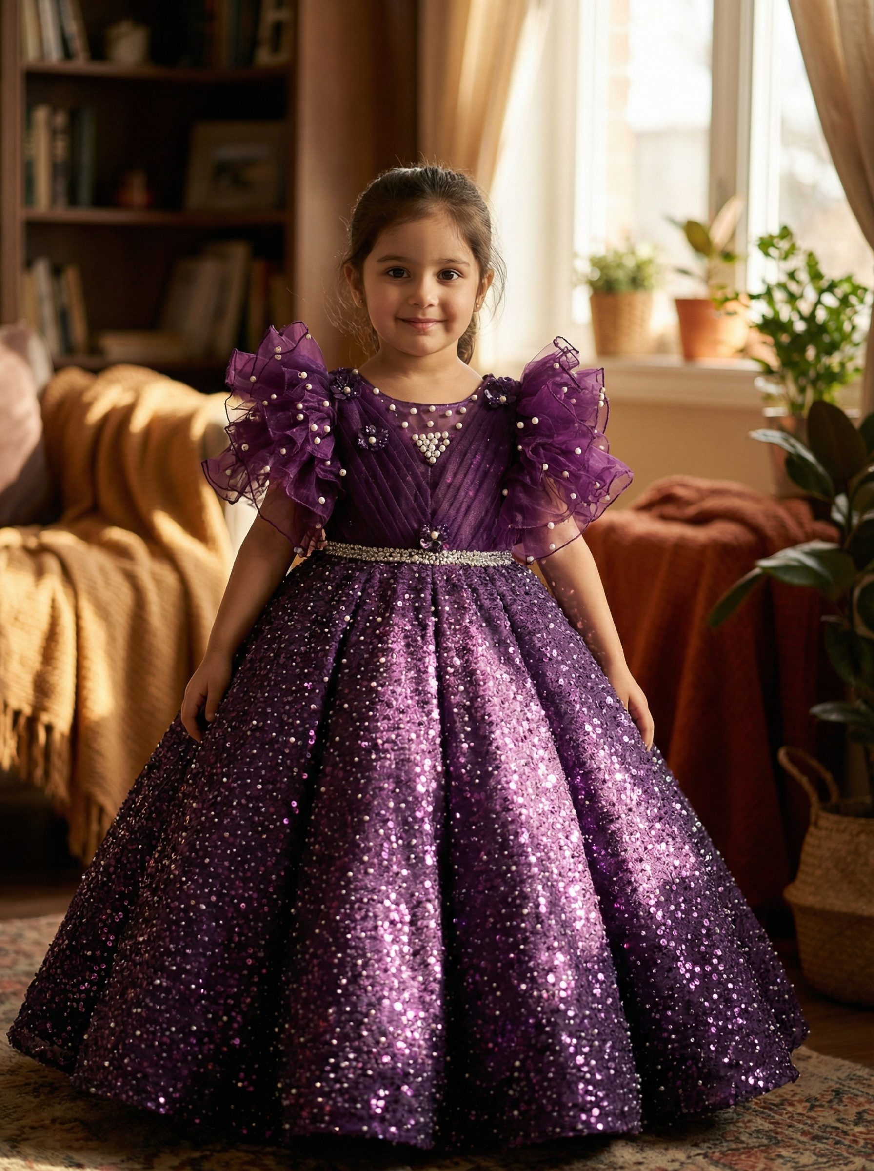 Purple Sequin Princess Dress – Girls’ Premium Birthday & Formal Party Wear PD110