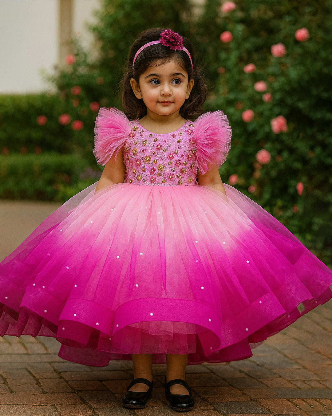 Hot Pink Ombre Gown 🌺 – PD075