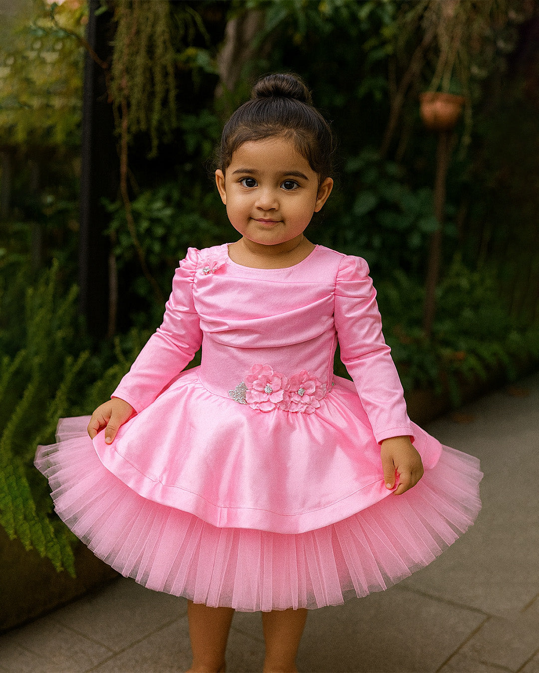 Pink Satin & Tulle Dress 🌸 – PD080