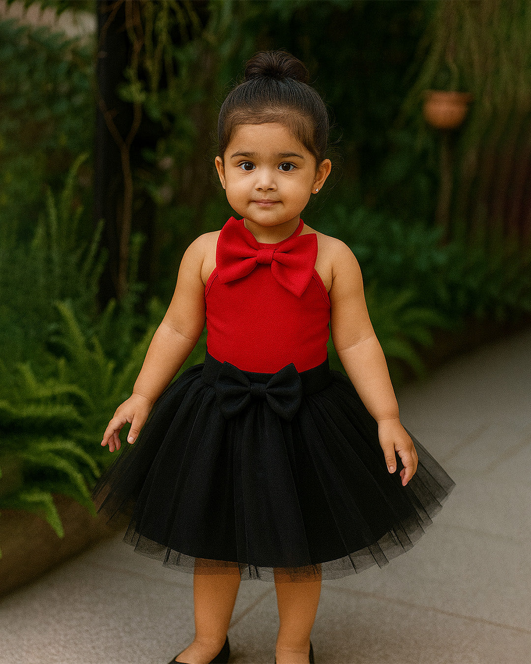 Red & Black Bow Dress  â€“ PD081