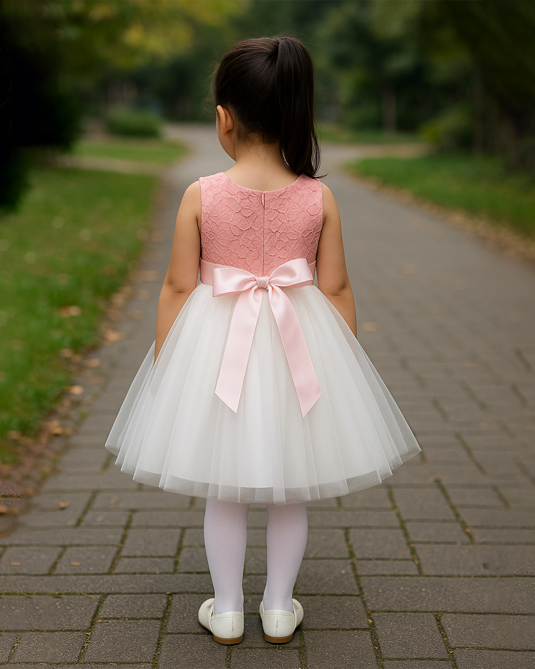 Blush Lace & White Tulle Dress 🌸🤍 – PD084