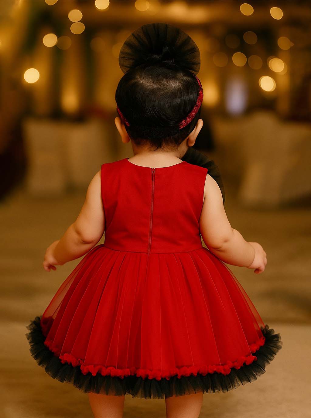 Red & Black Floral Party Dress PD22