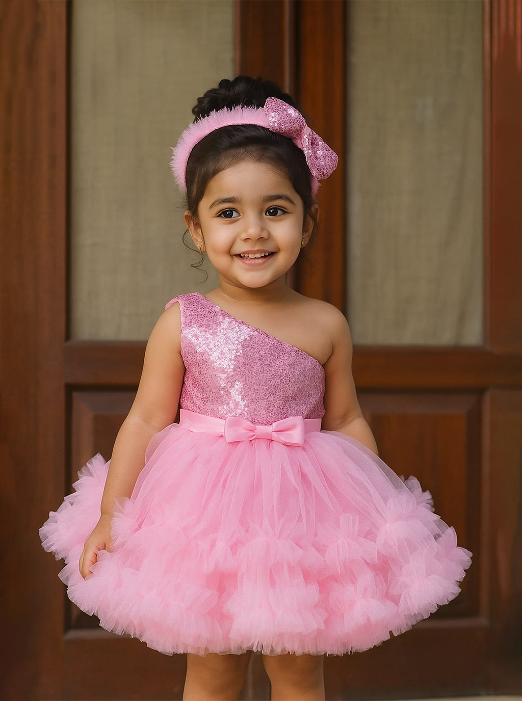 One-Shoulder Pink Tulle  PD02