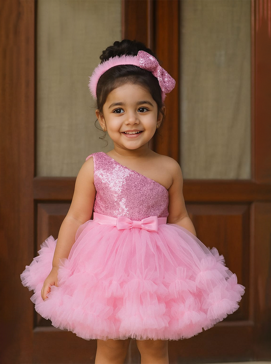 One-Shoulder Pink Tulle  PD02