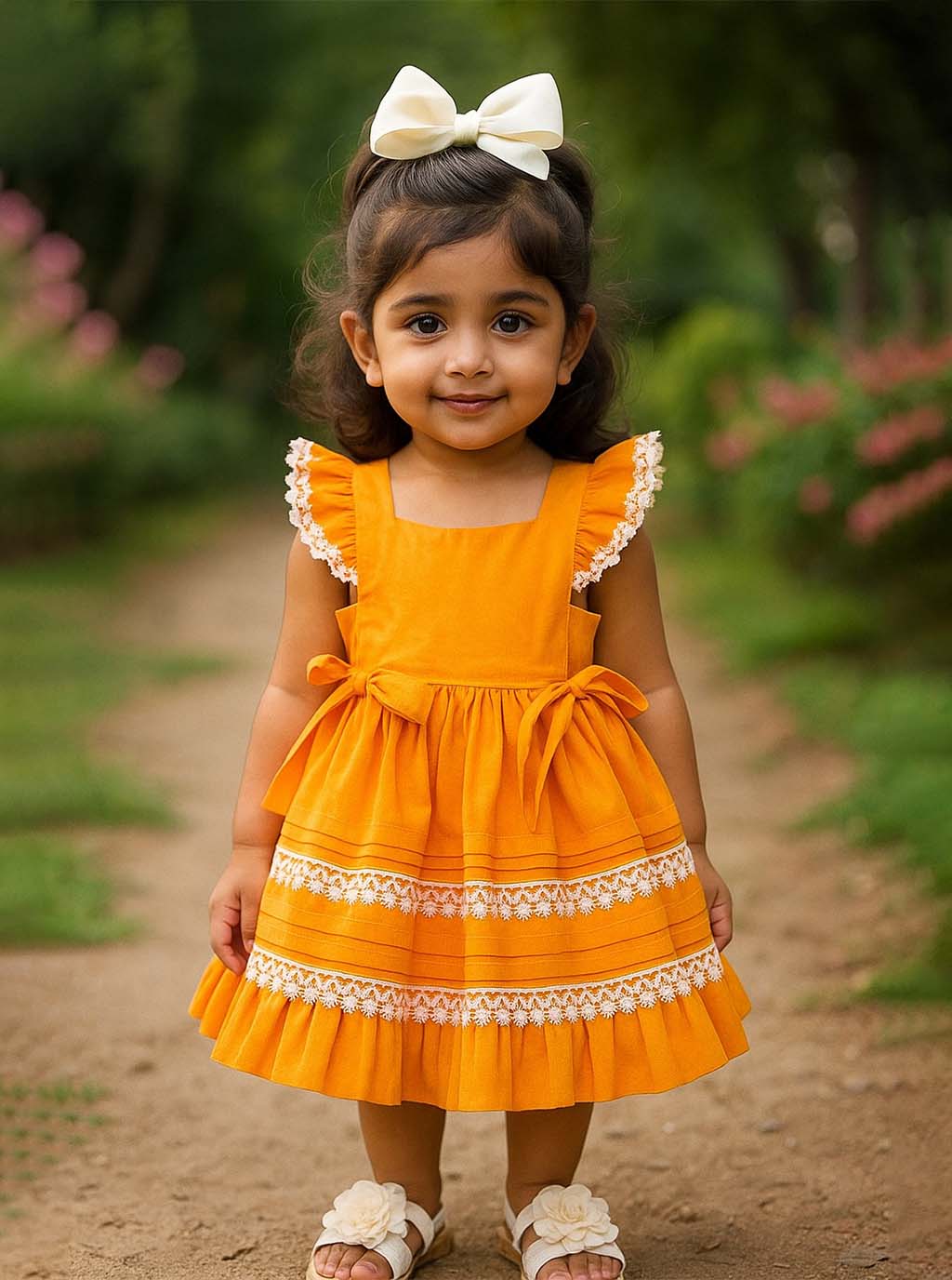 Orange Lace Frock PD38