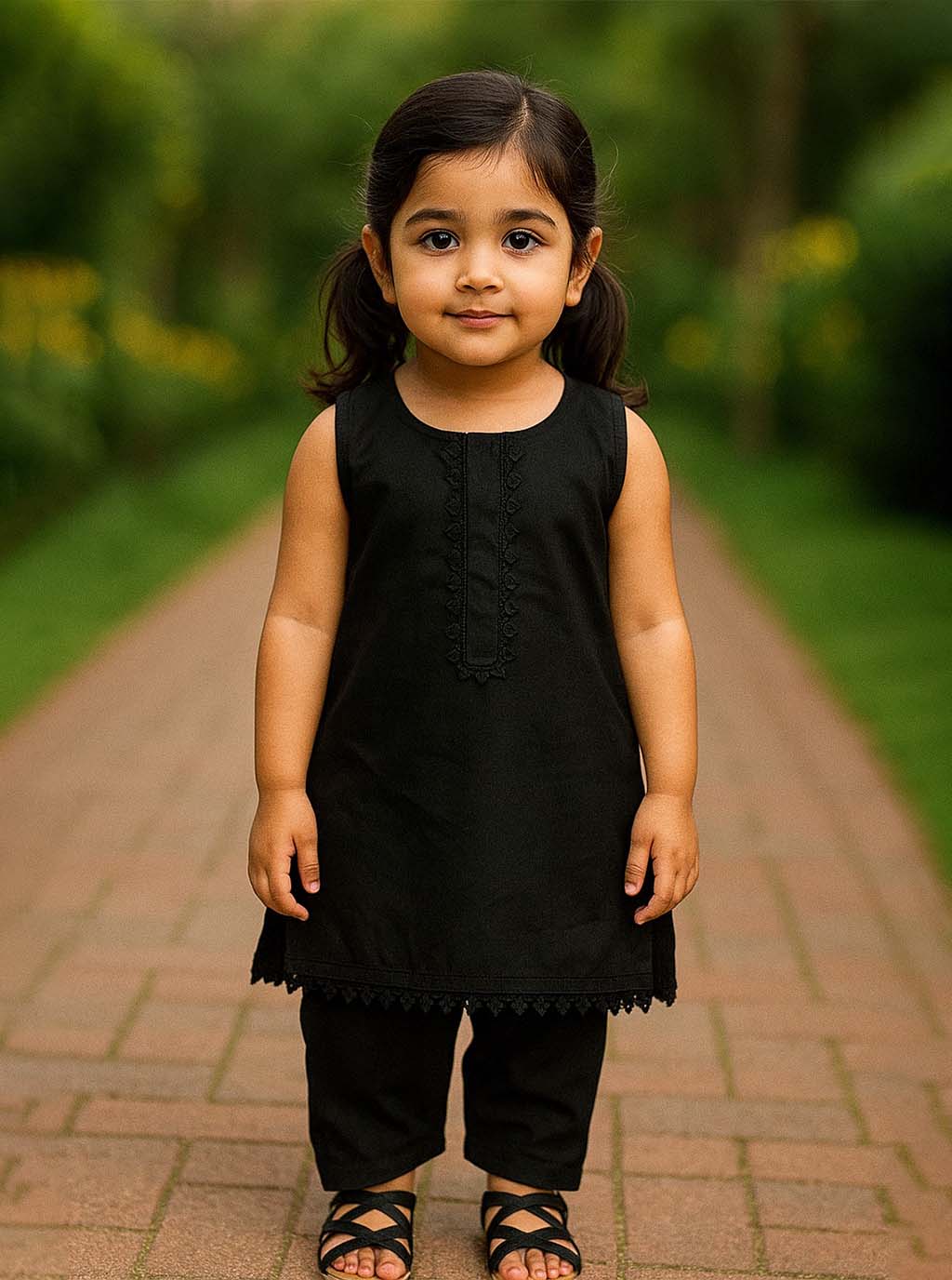 Black Kurti Set for Girls PD40