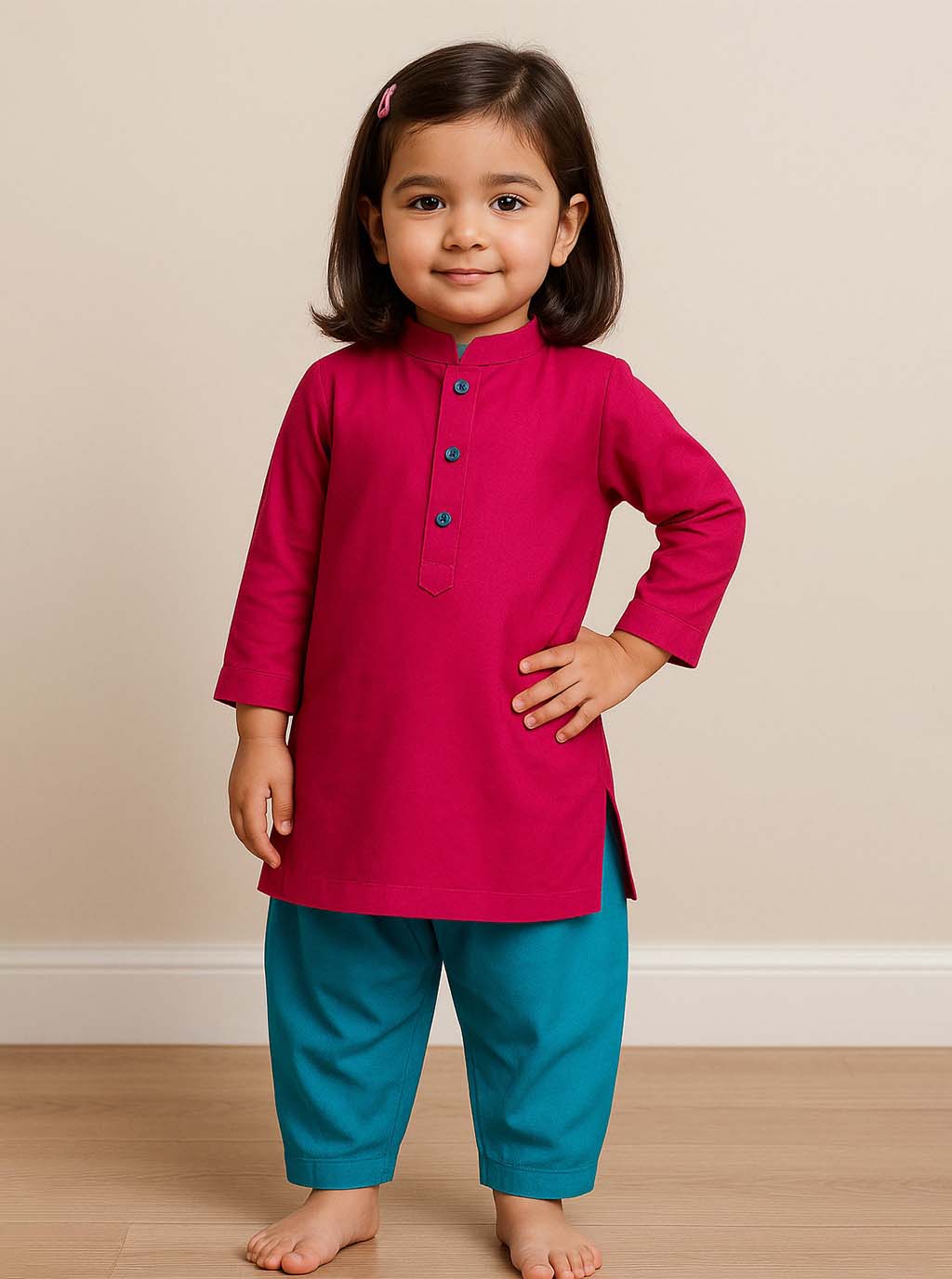 Magenta & Teal Kurta Set PD43