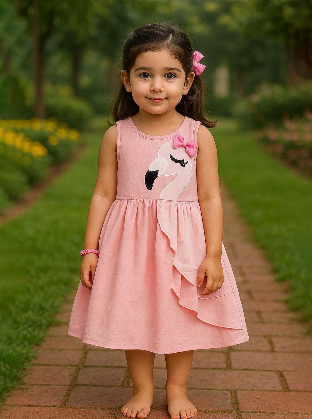 Pink Flamingo Ruffle Dress PD48