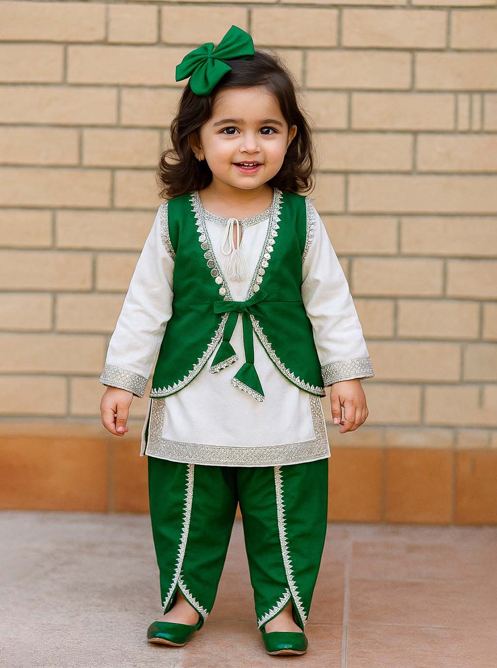 Green Waistcoat Kurta Set PD32