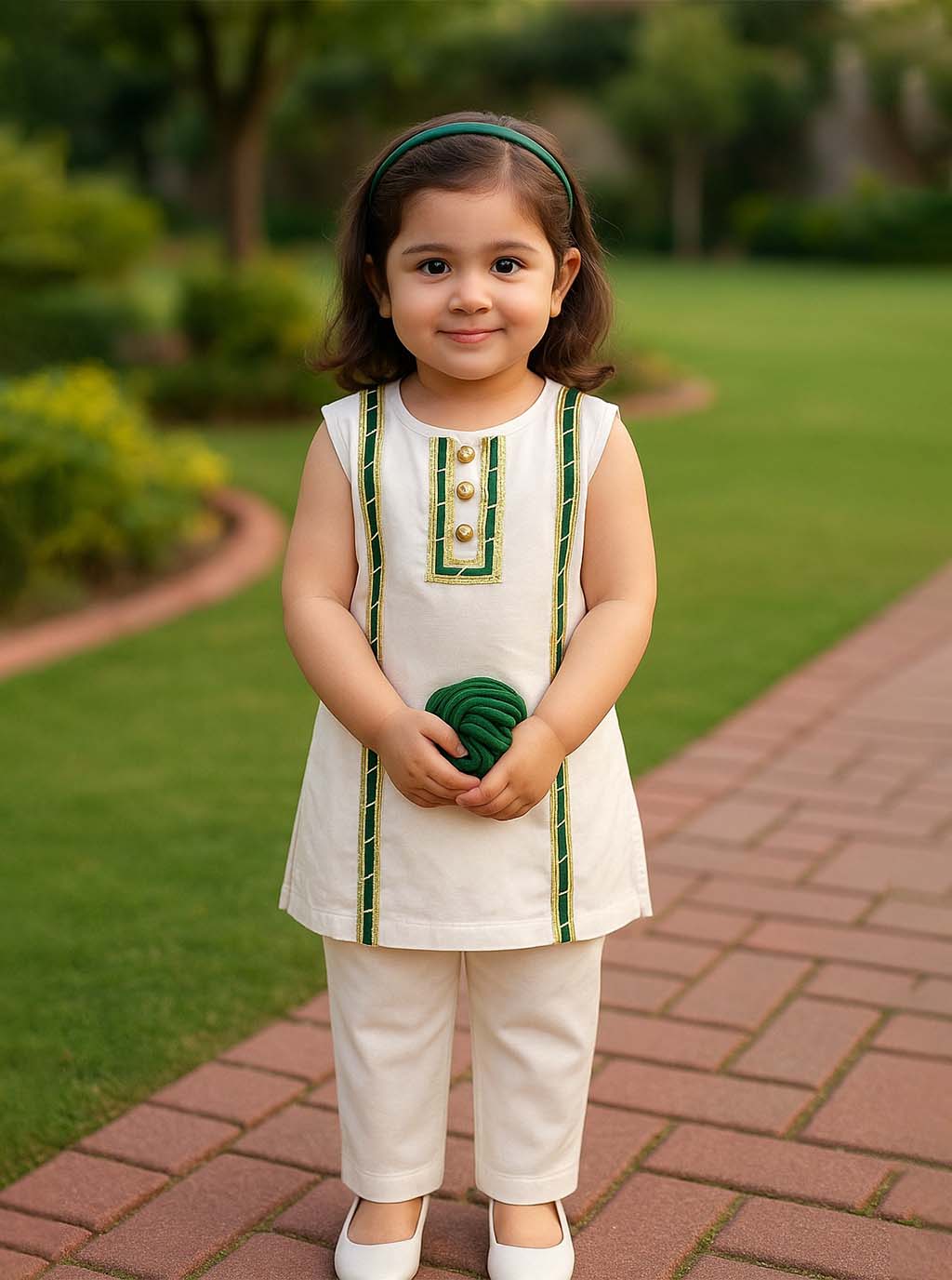 Pearl Panel White Kurta Set PD33