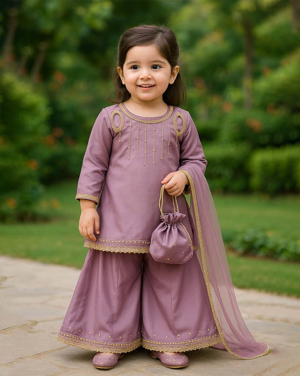 Dusty Mauve Embellished 3-Piece - PD091