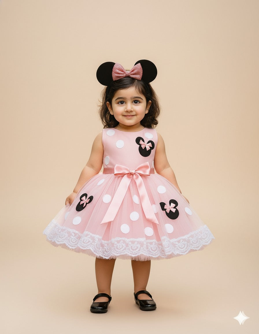 Pink Minnie Mouse Polka Dot Tulle Dress â€“ PD107