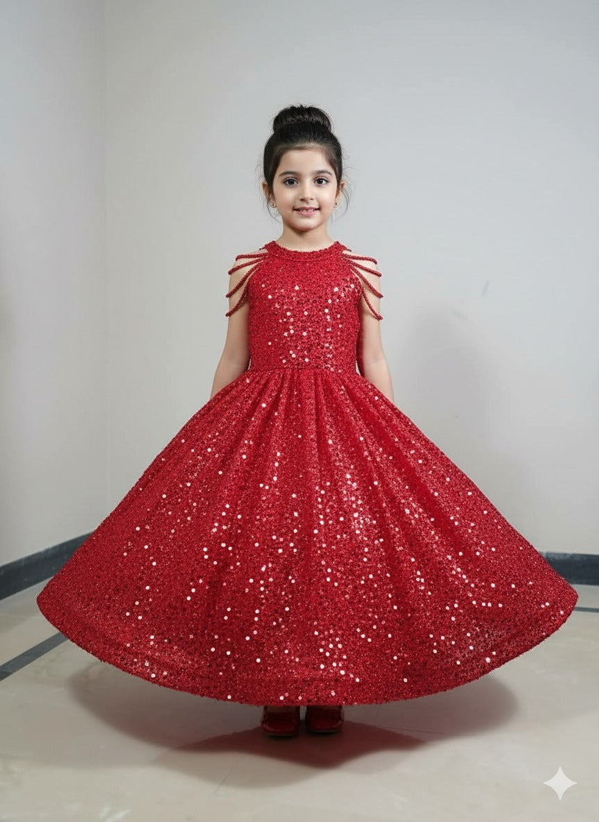 Red Premium Sequin Ball Gown â€“ PD093