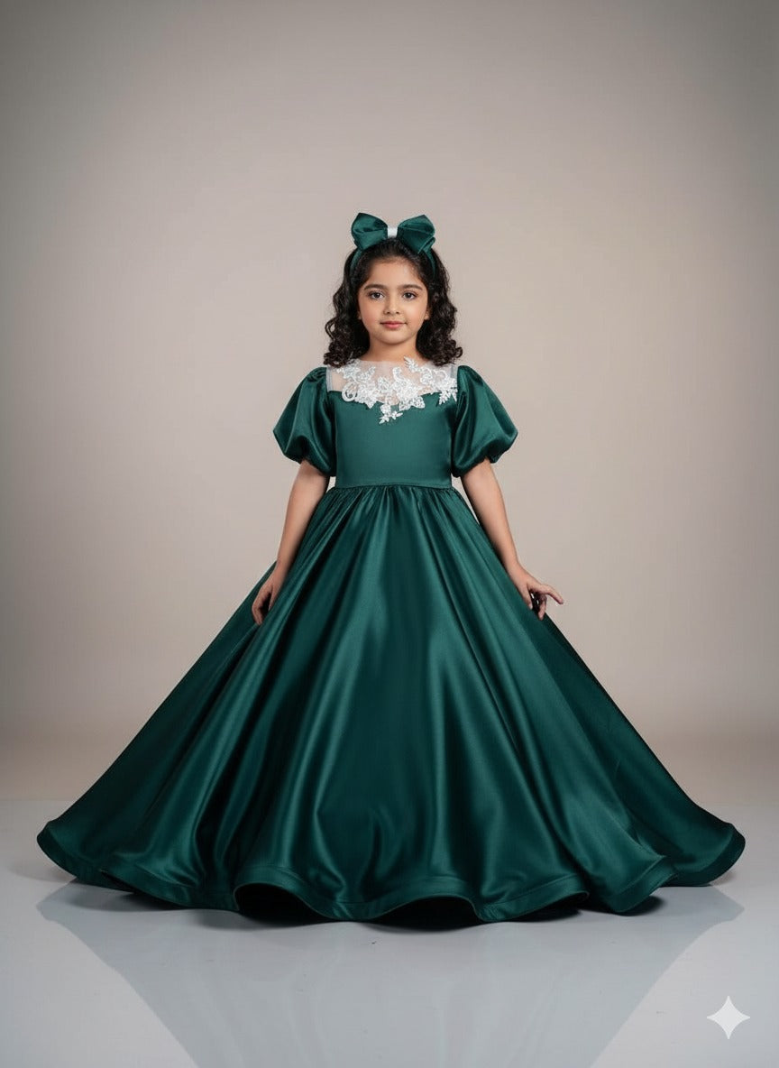 Emerald Green Satin Ball Gown â€“ PD097