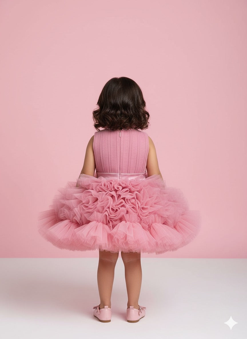 Pink Ruffled Tulle Party Dress â€“ PD099