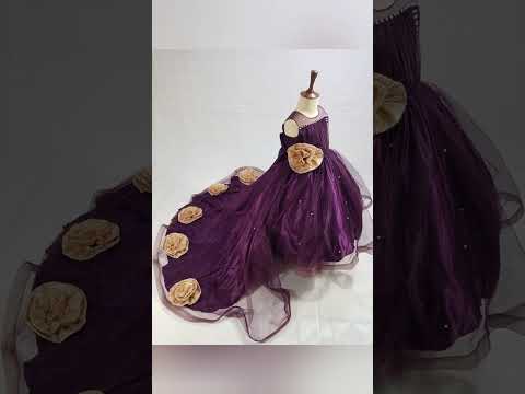 Purple & Gold Long Trail Princess Gown â€“ PD108