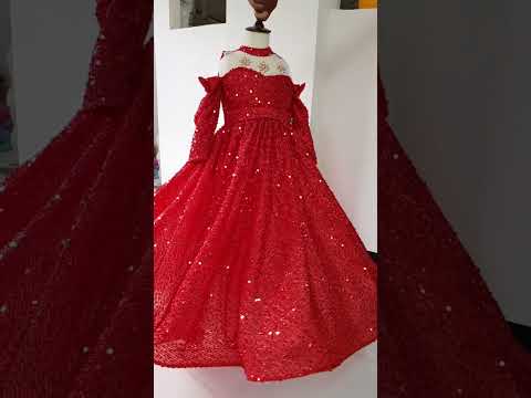 Red Sequin Cold-Shoulder Ball Gown â€“ PD098