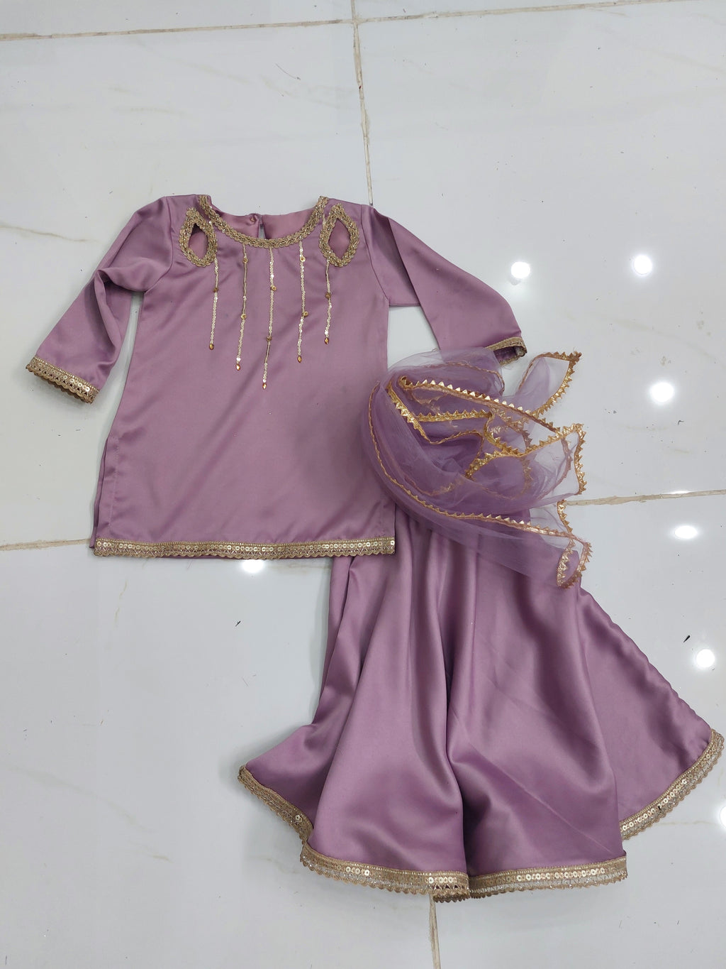 Dusty Mauve Embellished 3-Piece - PD091