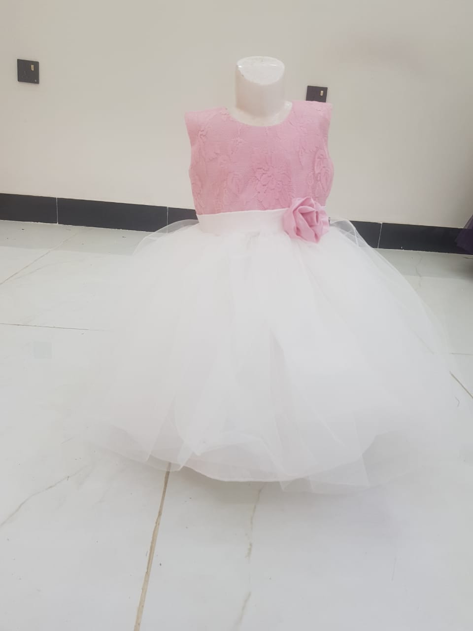 Blush Lace & White Tulle Dress â€“ PD084