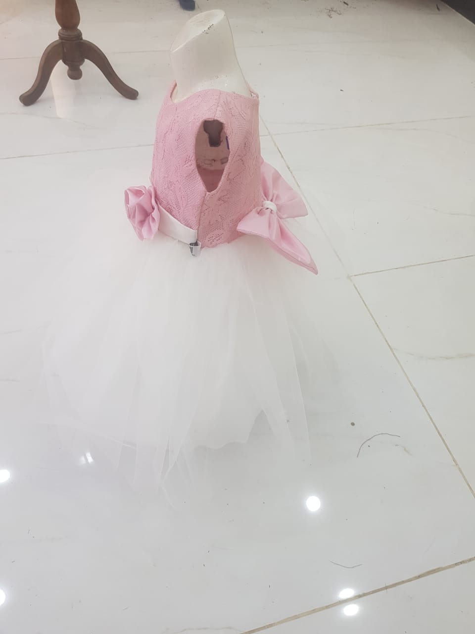 Blush Lace & White Tulle Dress â€“ PD084